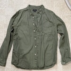 Zara Olive Green Denim Button Up Shirt